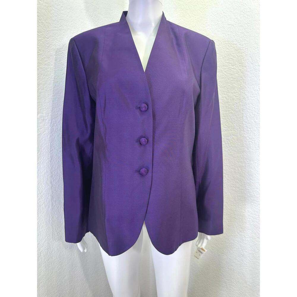 New Sz 12 Talbots Pure Silk Royal Purple Blazer Work Corpcore Jacket Office